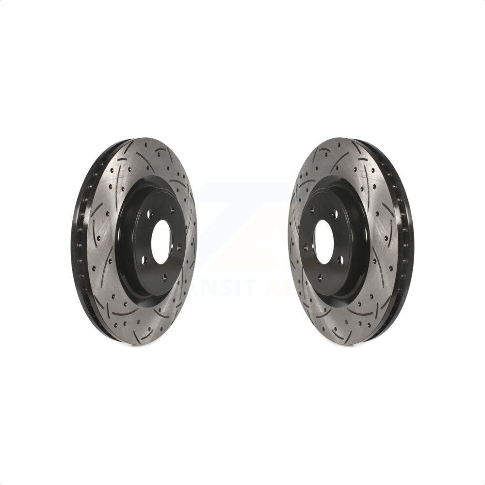 Front Coated Drilled Slotted Disc Brake Rotors Pair For Nissan Rogue KD-100097