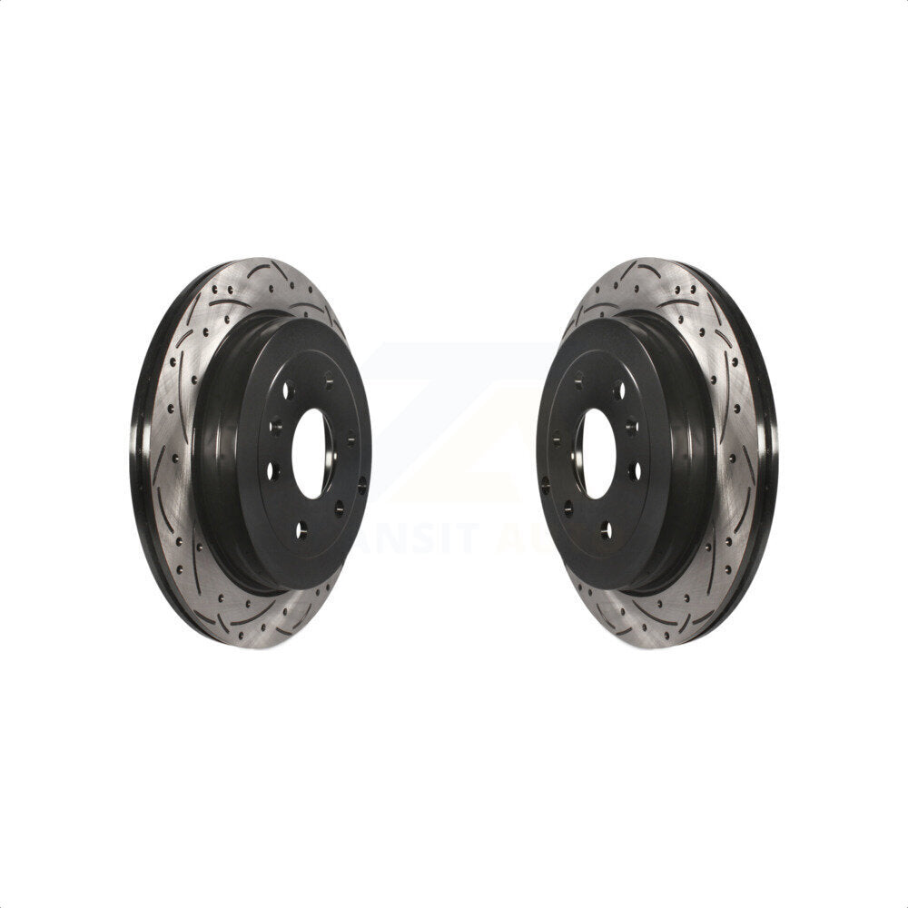 Rear Coated Drilled Slotted Disc Brake Rotors Pair For Chevrolet Traverse GMC Acadia Buick Enclave Saturn Outlook Limited KD-100107