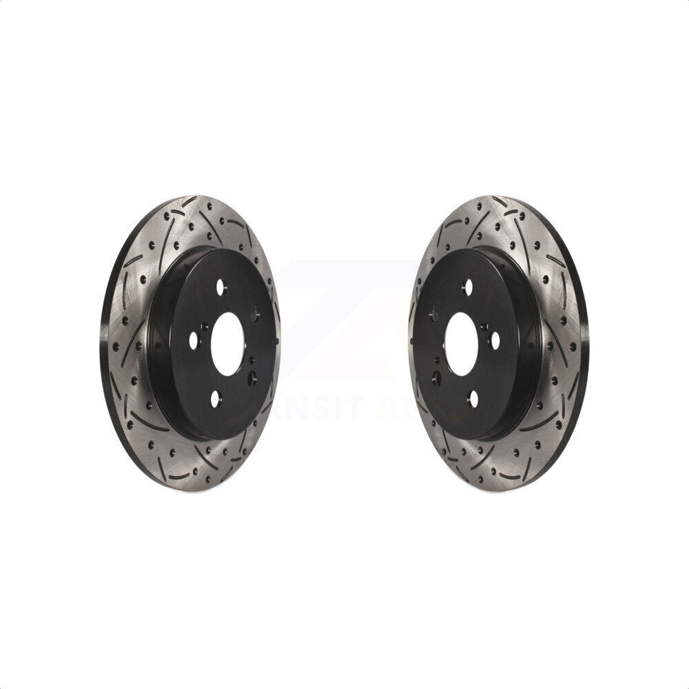 Rear Coated Drilled Slotted Disc Brake Rotors Pair For Toyota Corolla Prius Matrix Prime Pontiac Vibe Lexus CT200h Plug-In AWD-e KD-100108