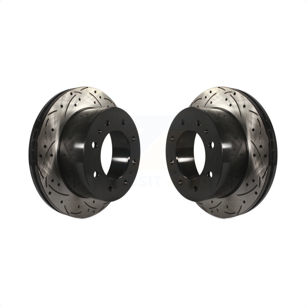 Rear Coated Drilled Slotted Disc Brake Rotors Pair For Chevrolet Silverado 2500 HD GMC Sierra 1500 3500 Suburban KD-100113