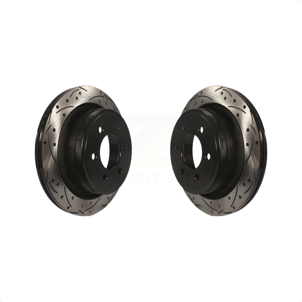 Rear Coated Drilled Slotted Disc Brake Rotors Pair For Ford F-150 KD-100123