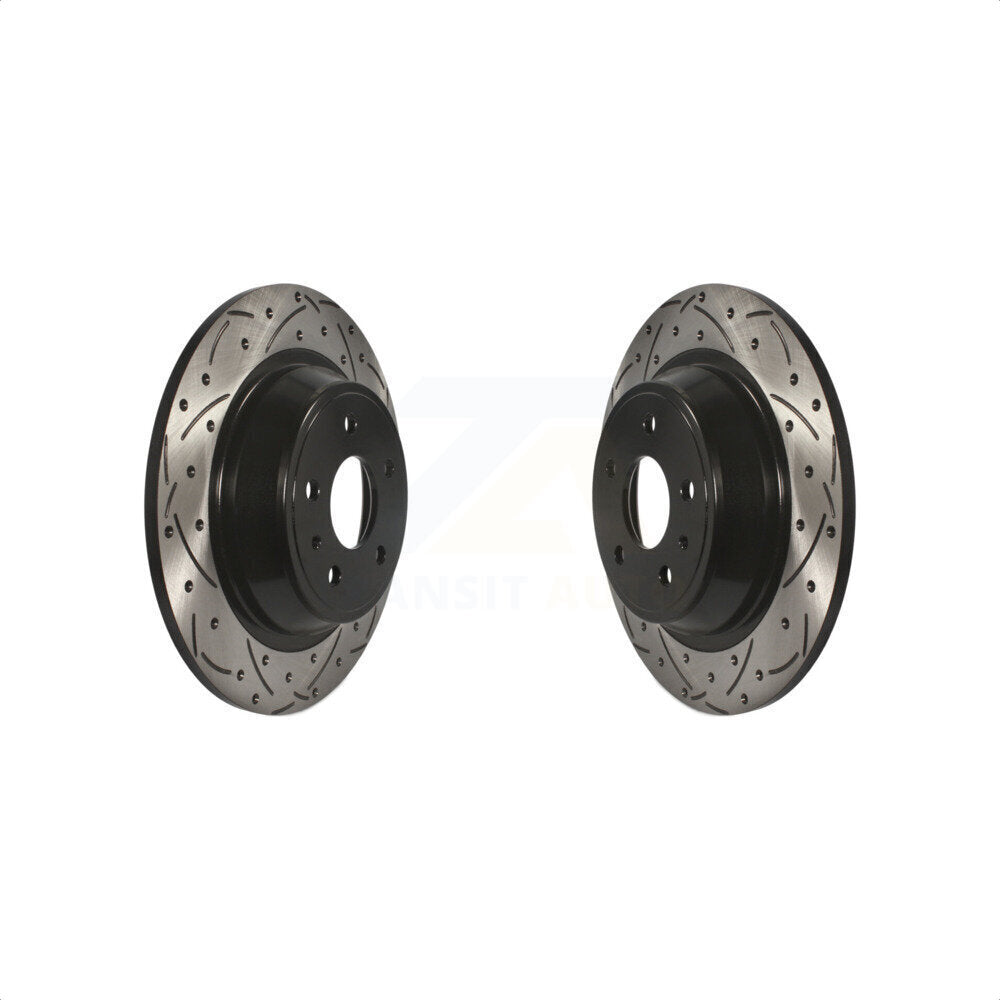 Rear Coated Drilled Slotted Disc Brake Rotors Pair For Ford Fusion Lincoln MKZ KD-100127
