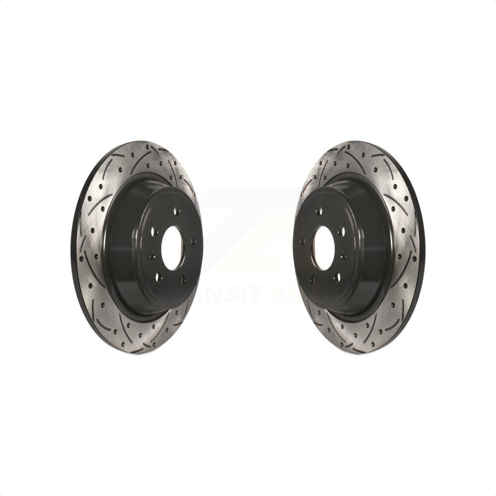 Rear Coated Drilled Slotted Disc Brake Rotors Pair For Ford Fusion Escape Lincoln MKC MKZ MKX Continental KD-100128