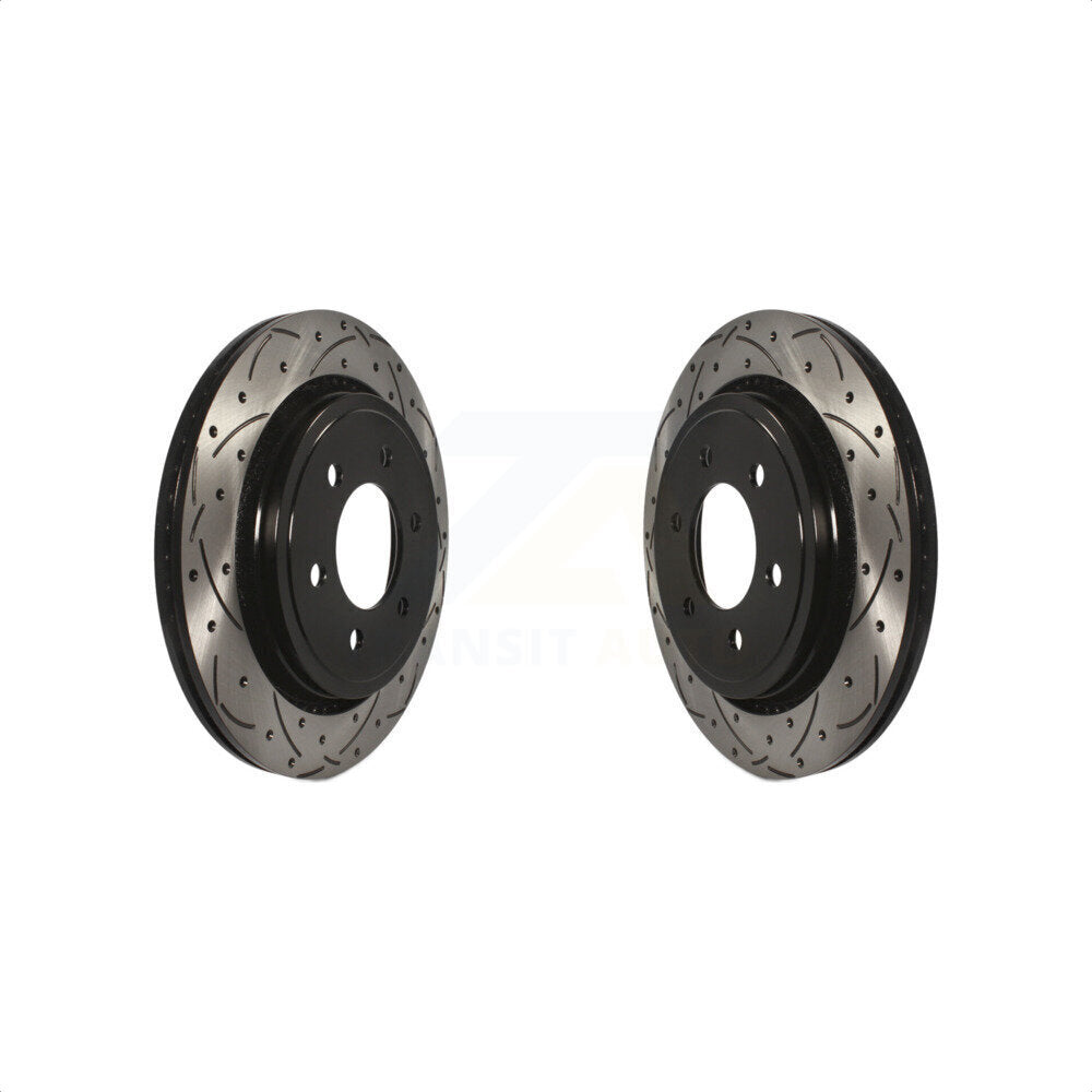 Rear Coated Drilled Slotted Disc Brake Rotors Pair For 2015-2017 Ford F-150 With Electric Parking KD-100131