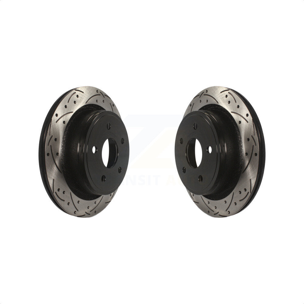 Rear Coated Drilled Slotted Disc Brake Rotors Pair For Ram 1500 Dodge Durango Classic Chrysler Aspen KD-100132