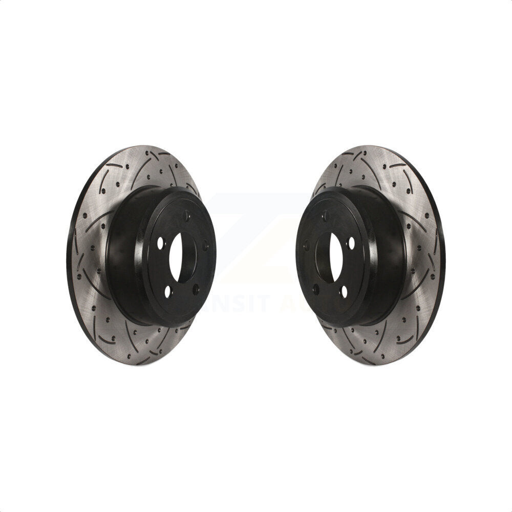 Rear Coated Drilled Slotted Disc Brake Rotors Pair For Dodge Charger Chrysler 300 Challenger Magnum Avenger KD-100133