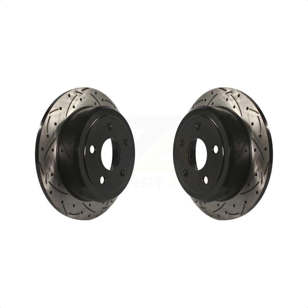 Rear Coated Drilled Slotted Disc Brake Rotors Pair For Jeep Wrangler JK KD-100137