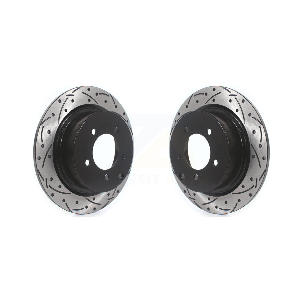 Rear Coated Drilled Slotted Disc Brake Rotors Pair For Jeep Patriot Dodge Chrysler Compass Avenger 200 Mitsubishi Sebring Lancer Caliber Outlander Sport RVR KD-100138