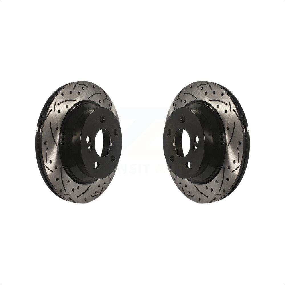 Rear Coated Drilled Slotted Disc Brake Rotors Pair For Mercedes-Benz E350 GLK350 E320 E500 CLS550 E400 CLS500 GLK250 CLS400 E550 E55 AMG E63 KD-100150