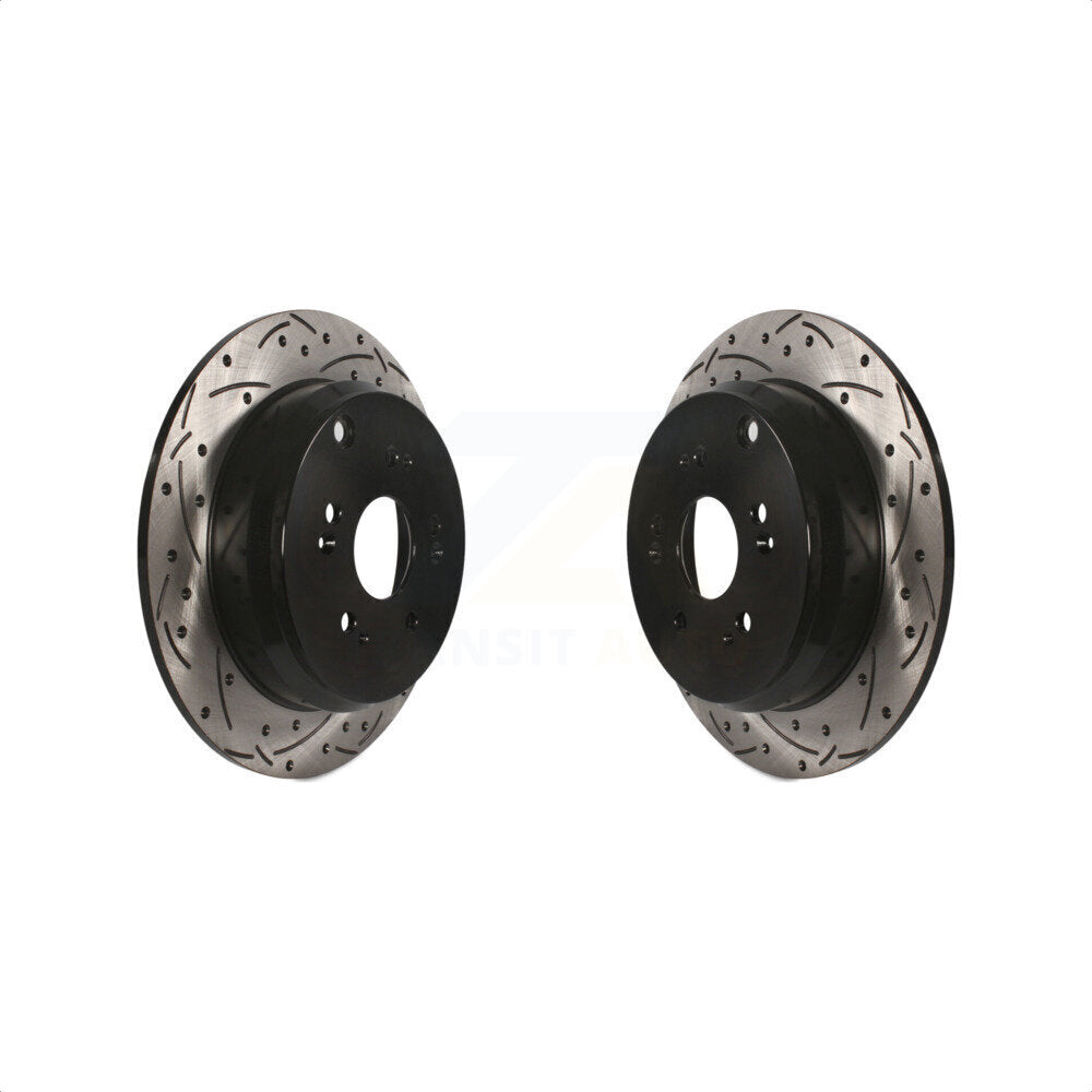 Rear Coated Drilled Slotted Disc Brake Rotors Pair For Honda CR-V Acura RDX KD-100151
