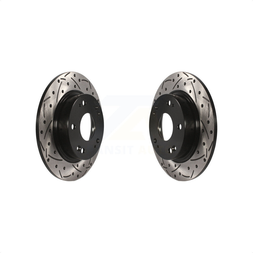 Rear Coated Drilled Slotted Disc Brake Rotors Pair For Honda Civic Acura ILX CSX KD-100153