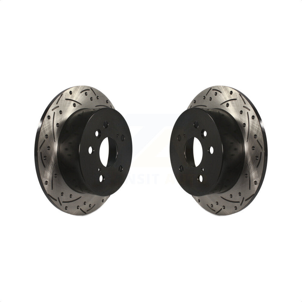 Rear Coated Drilled Slotted Disc Brake Rotors Pair For Toyota Camry Lexus ES350 Avalon KD-100155