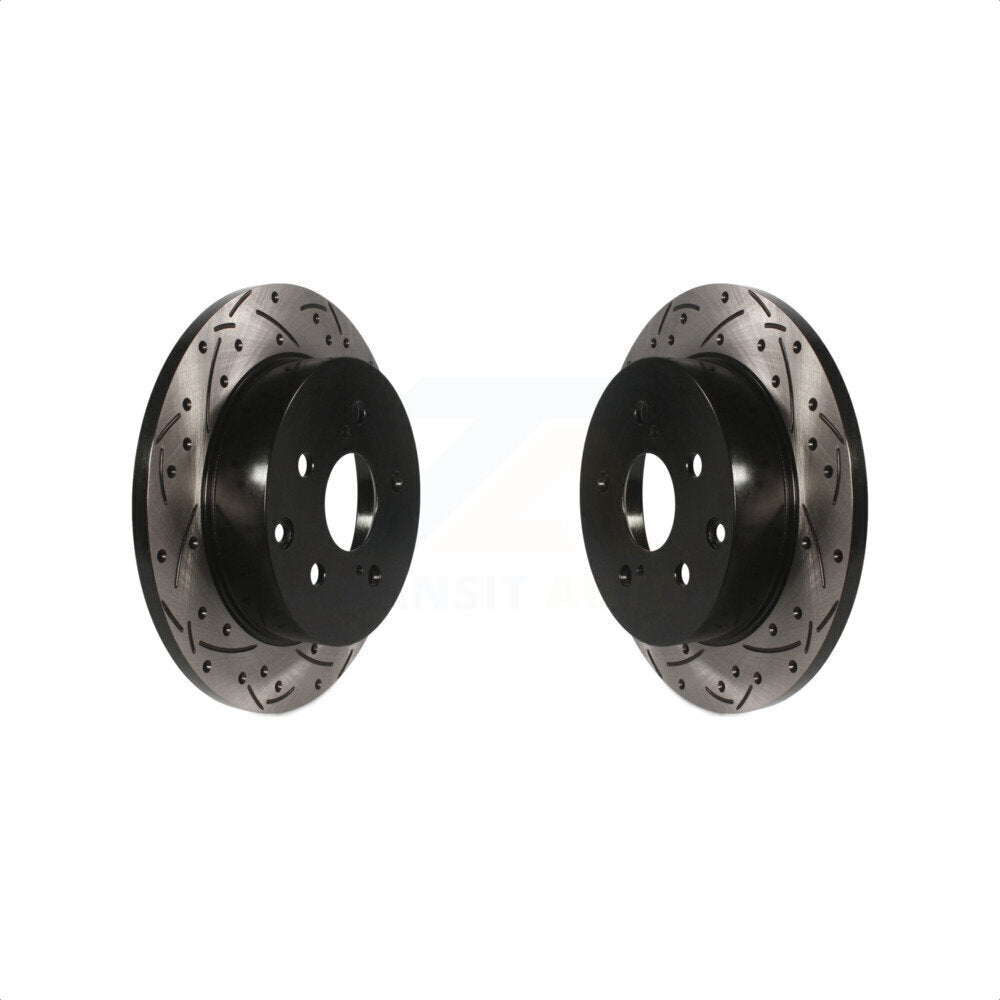 Rear Coated Drilled Slotted Disc Brake Rotors Pair For Toyota RAV4 Lexus HS250h KD-100156