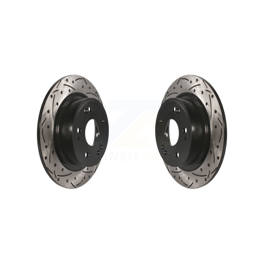 Rear Coated Drilled Slotted Disc Brake Rotors Pair For Honda Accord HR-V Acura TSX ILX KD-100159