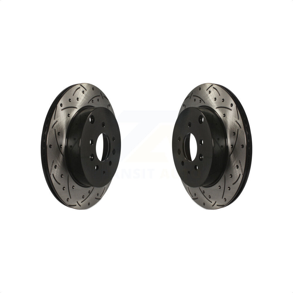 Rear Coated Drilled Slotted Disc Brake Rotors Pair For 2007-2015 Mazda CX-9 KD-100160