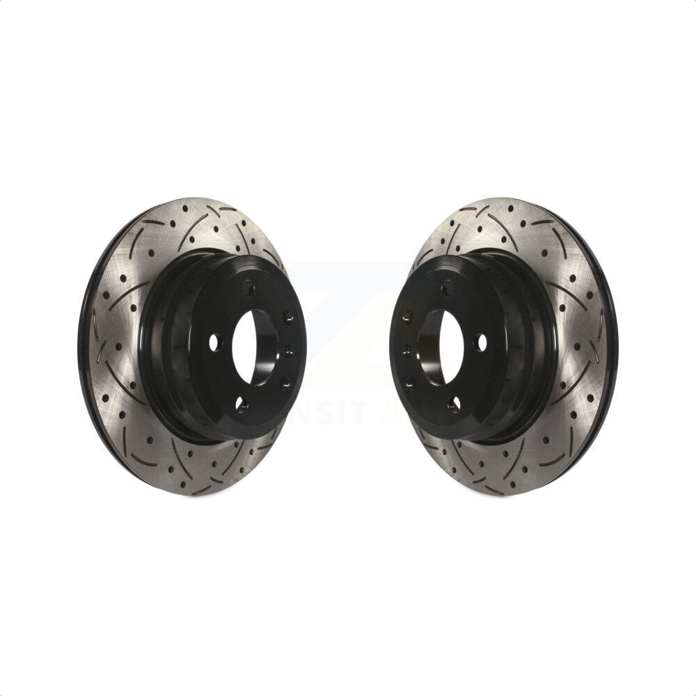 Rear Coated Drilled Slotted Disc Brake Rotors Pair For BMW X5 X6 KD-100162