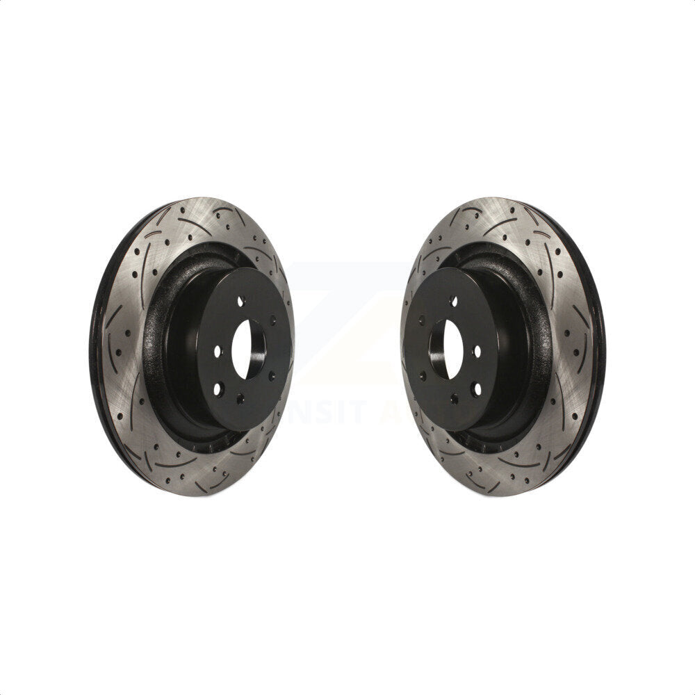 Rear Coated Drilled Slotted Disc Brake Rotors Pair For INFINITI G37 Nissan 370Z Q60 Z KD-100166