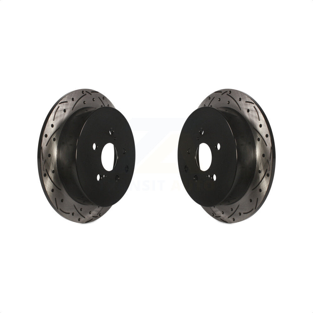 Rear Coated Drilled Slotted Disc Brake Rotors Pair For Toyota Highlander Sienna Lexus RX350 RX450h KD-100170