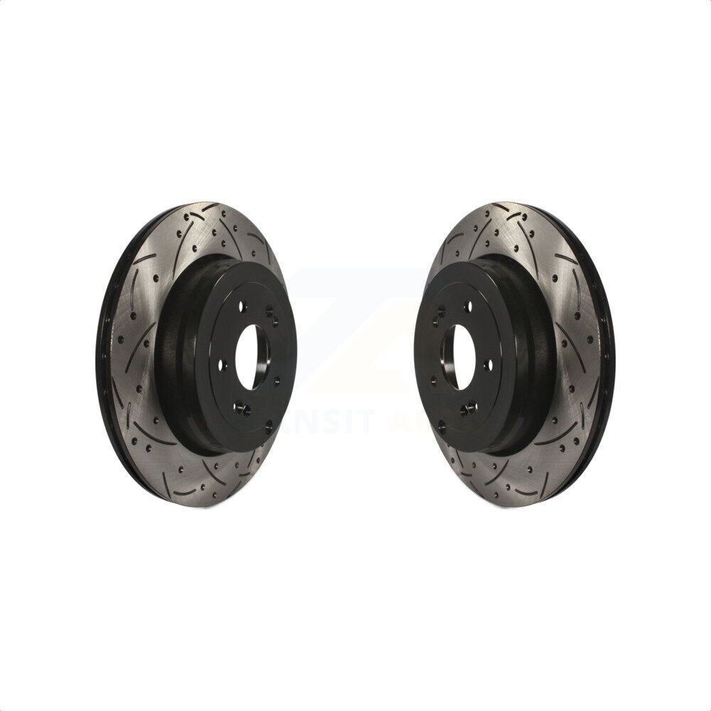 Rear Coated Drilled Slotted Disc Brake Rotors Pair For Hyundai Genesis Coupe KD-100171