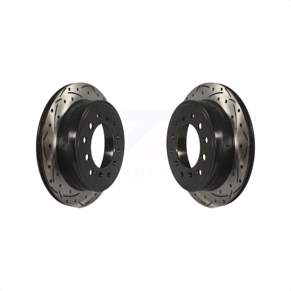 Rear Coated Drilled Slotted Disc Brake Rotors Pair For Toyota 4Runner Lexus GX460 FJ Cruiser KD-100174