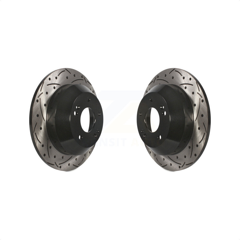 Rear Coated Drilled Slotted Disc Brake Rotors Pair For Kia Sorento Hyundai Santa Fe Sport Sedona XL KD-100175