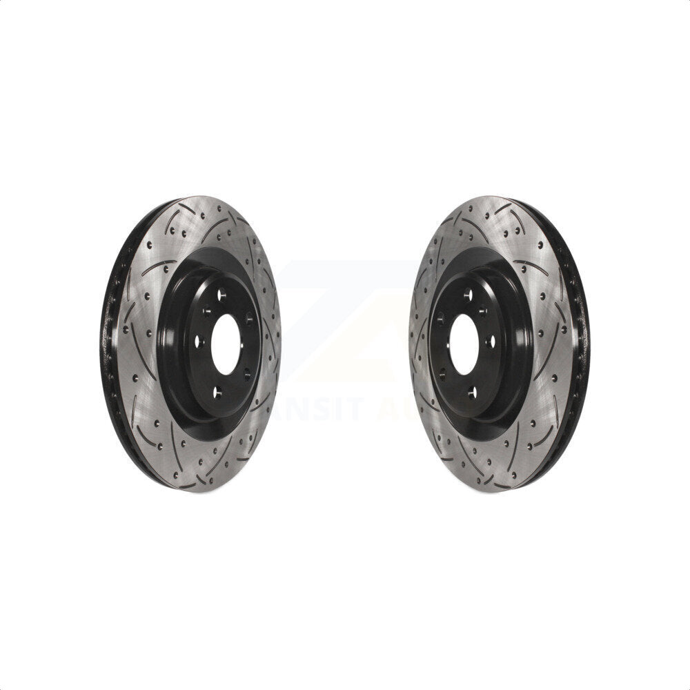 Rear Coated Drilled Slotted Disc Brake Rotors Pair For Audi Q5 A6 Quattro Q7 Porsche Macan A4 A5 A7 S5 SQ5 S4 A8 Sportback allroad PHEV KD-100179