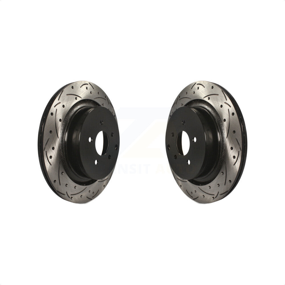 Rear Coated Drilled Slotted Disc Brake Rotors Pair For INFINITI Q50 M37 Q60 Q70 Q70L QX70 M56 FX50 KD-100183