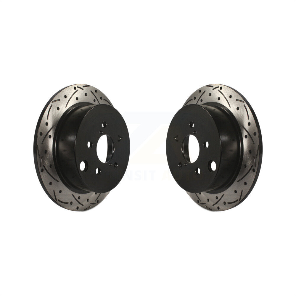 Rear Coated Drilled Slotted Disc Brake Rotors Pair For Subaru Forester Impreza Crosstrek XV KD-100185
