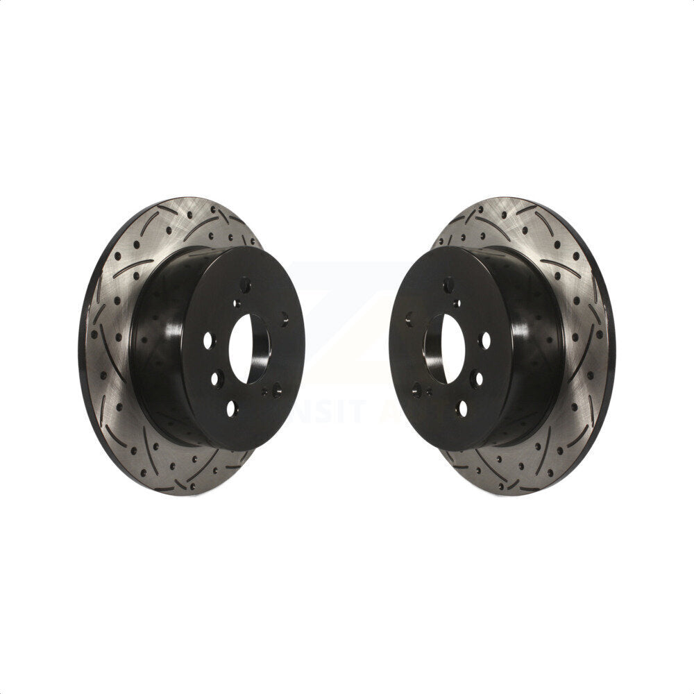 Rear Coated Drilled Slotted Disc Brake Rotors Pair For Toyota Camry Lexus ES350 Avalon ES300h KD-100186