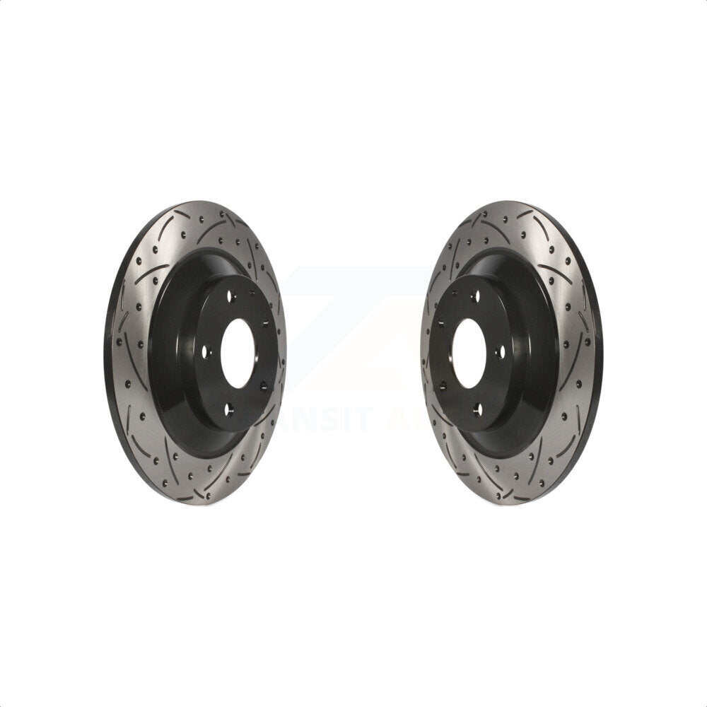 Rear Coated Drilled Slotted Disc Brake Rotors Pair For Mazda CX-5 CX-30 MX-30 EV KD-100187