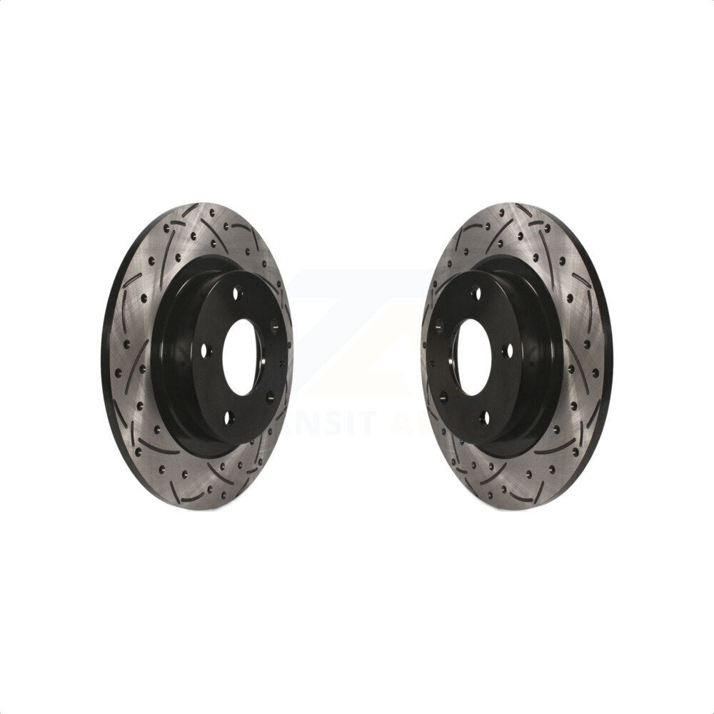 Rear Coated Drilled Slotted Disc Brake Rotors Pair For 2014-2021 Mazda 6 KD-100188