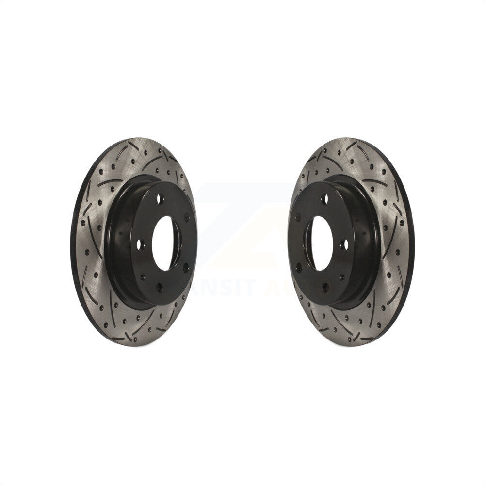 Rear Coated Drilled Slotted Disc Brake Rotors Pair For Mazda 3 CX-3 CX-30 Sport KD-100193