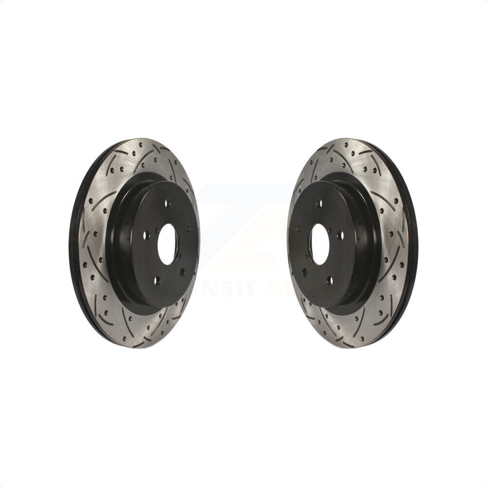 Rear Coated Drilled Slotted Disc Brake Rotors Pair For Subaru Outback Legacy WRX KD-100196