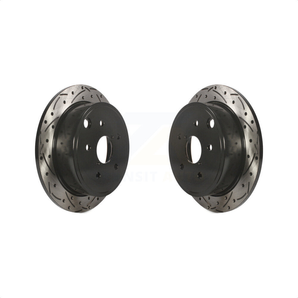 Rear Coated Drilled Slotted Disc Brake Rotors Pair For Subaru WRX KD-100198