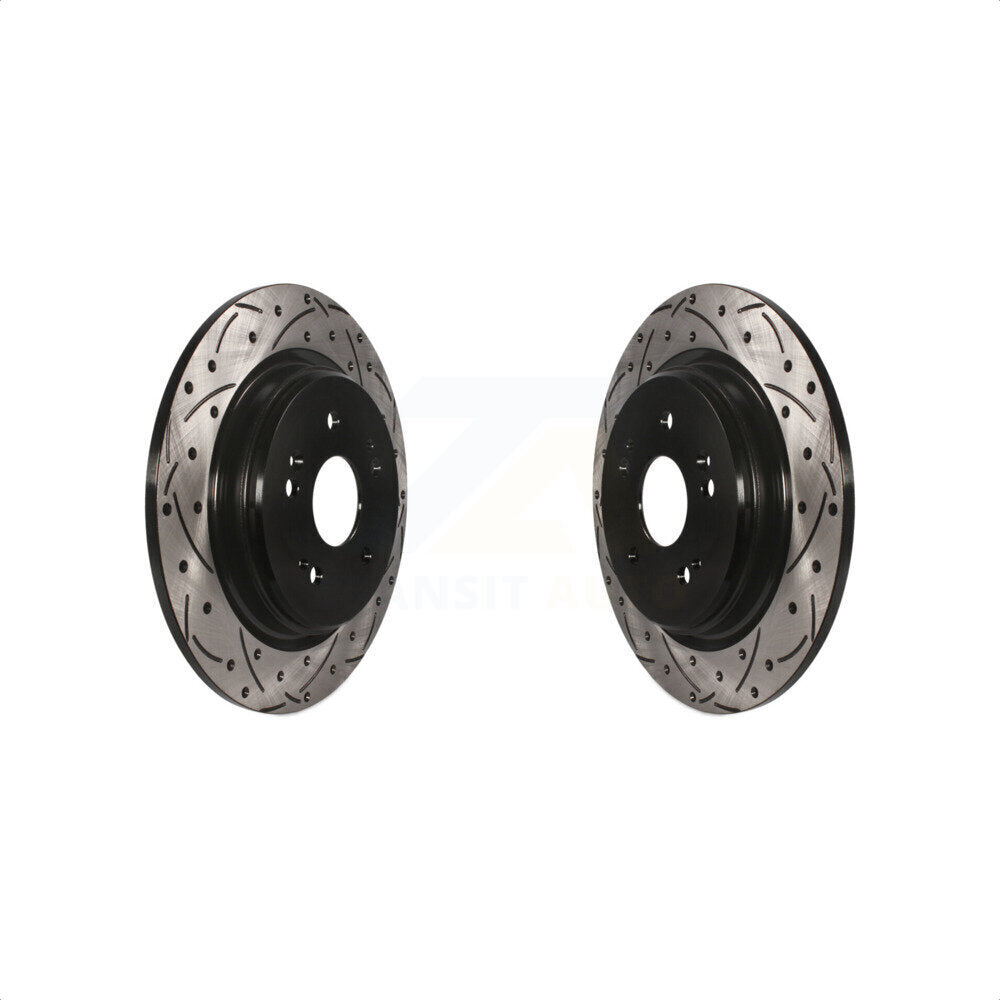 Rear Coated Drilled Slotted Disc Brake Rotors Pair For Honda CR-V Acura TLX KD-100199