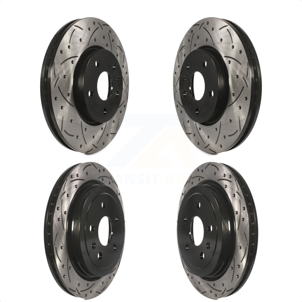 Front Rear Coated Drilled Slotted Disc Brake Rotors Kit For 2010-2015 Chevrolet Camaro LT LS KD-100208
