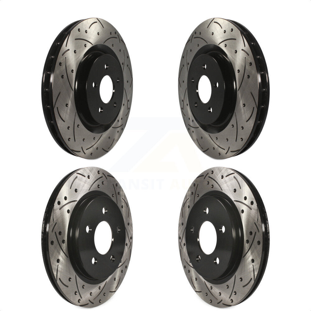 Front Rear Coated Drilled Slotted Disc Brake Rotors Kit For Ford Mustang KD-100219