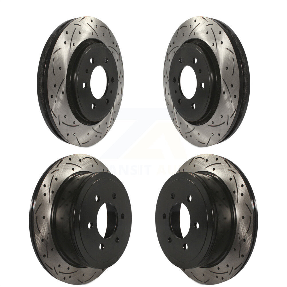 Front Rear Coated Drilled Slotted Disc Brake Rotors Kit For 2010-2011 Ford F-150 With 6 Lug Wheels KD-100220