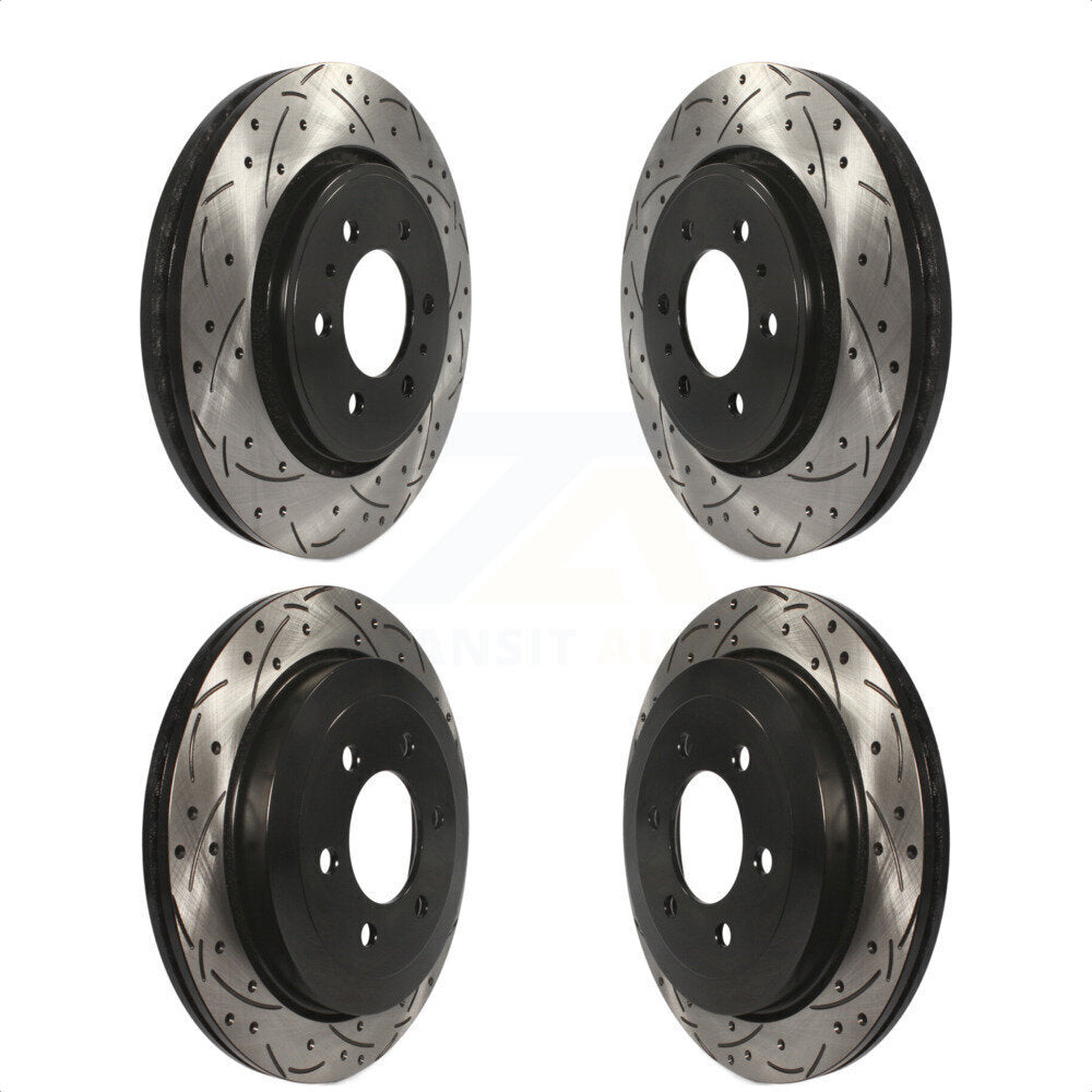 Front Rear Coated Drilled Slotted Disc Brake Rotors Kit For 2007-2017 Ford Expedition Lincoln Navigator KD-100221