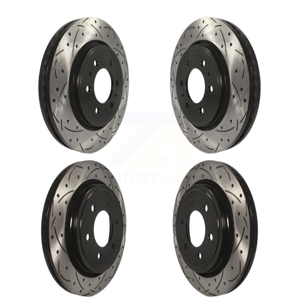 Front Rear Coated Drilled Slotted Disc Brake Rotors Kit For 2015-2017 Ford F-150 With Electric Parking KD-100223