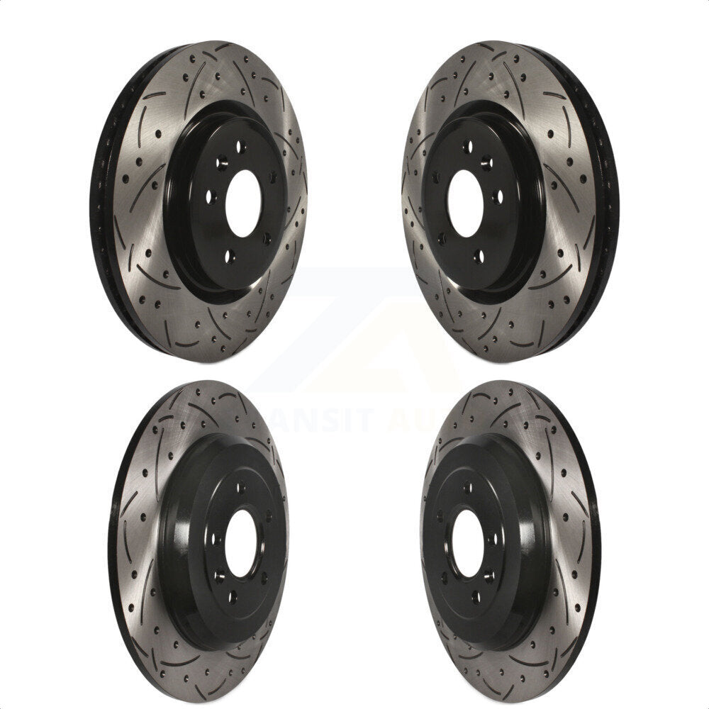 Front Rear Coated Drilled Slotted Disc Brake Rotors Kit For Ford Explorer Taurus Flex Lincoln MKS MKT KD-100224