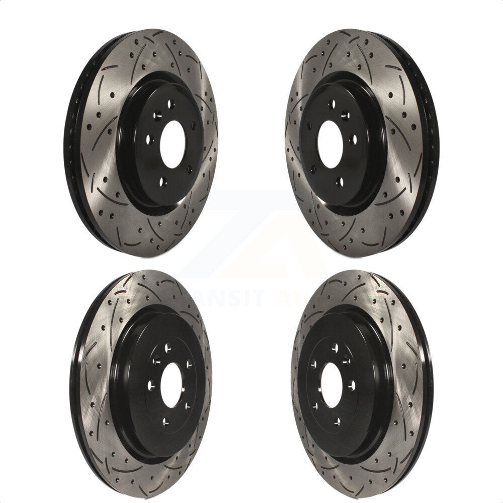 Front Rear Coated Drilled Slotted Disc Brake Rotors Kit For 2013 Ford Explorer Sport With Heavy Duty Brakes KD-100225