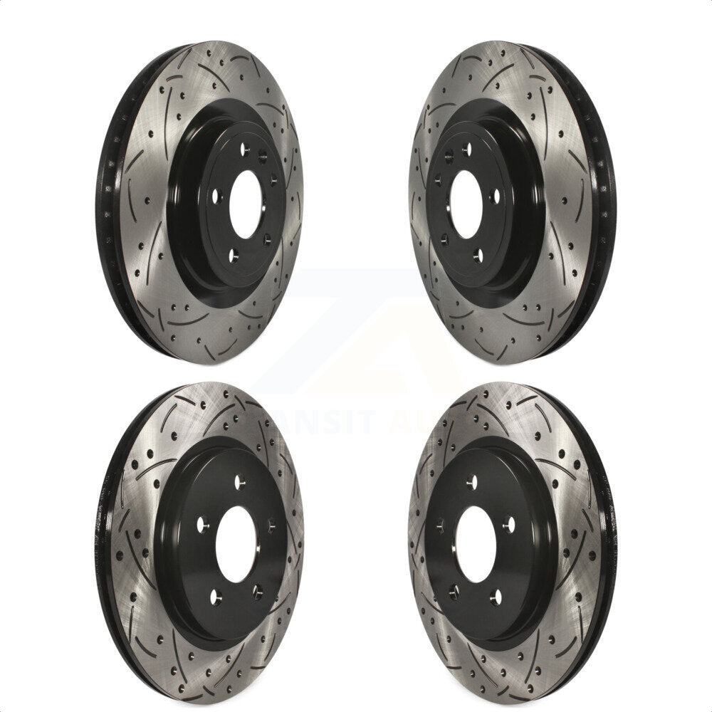 Front Rear Coated Drilled Slotted Disc Brake Rotors Kit For Ford Mustang KD-100228