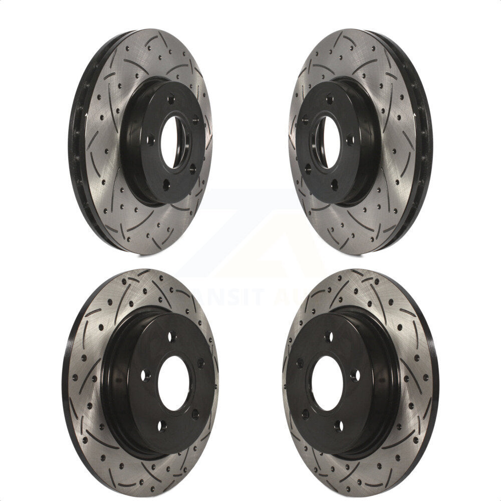 Front Rear Coated Drilled Slotted Disc Brake Rotors Kit For Ford Focus KD-100229