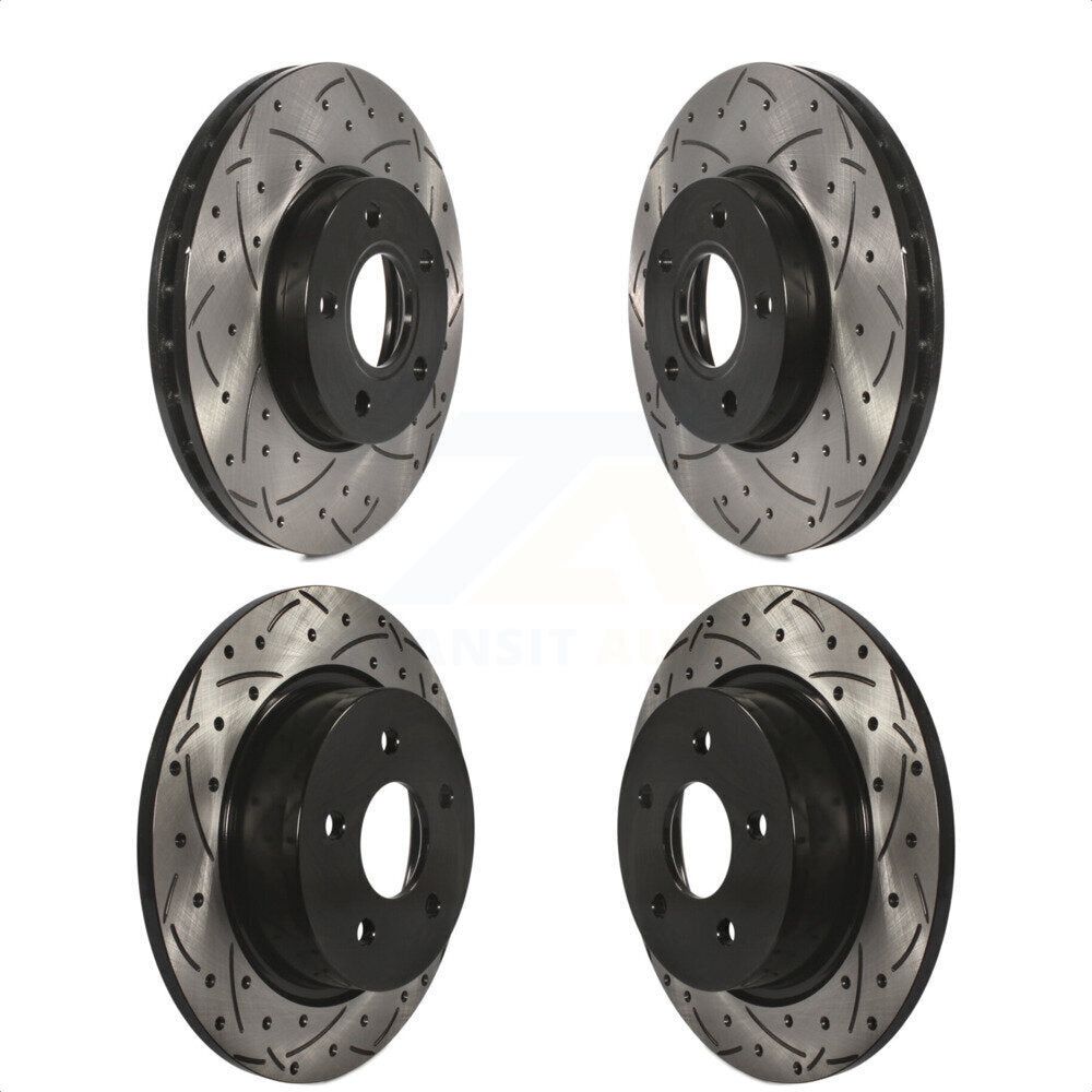 Front Rear Coated Drilled Slotted Disc Brake Rotors Kit For Ford C-Max KD-100230