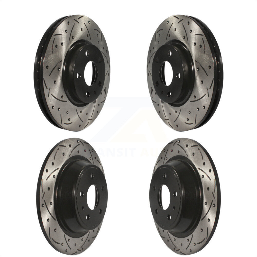 Front Rear Coated Drilled Slotted Disc Brake Rotors Kit For Ford Fusion Lincoln MKZ KD-100233