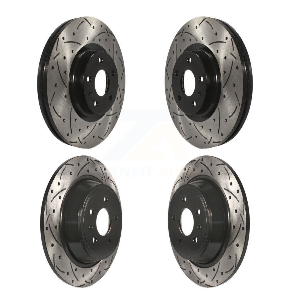 Front Rear Coated Drilled Slotted Disc Brake Rotors Kit For Ford Fusion Lincoln MKZ KD-100234
