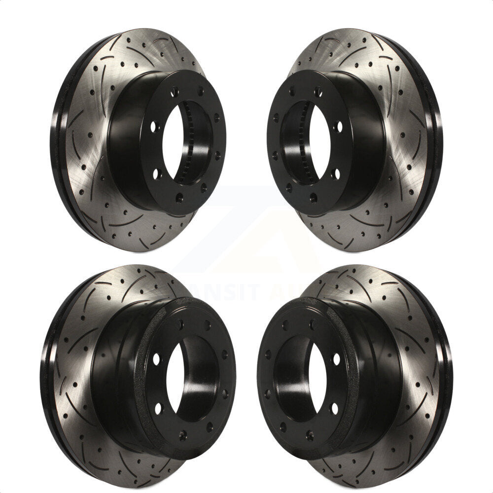 Front Rear Coated Drilled Slotted Disc Brake Rotors Kit For Ford F-250 Super Duty F-350 4WD KD-100236