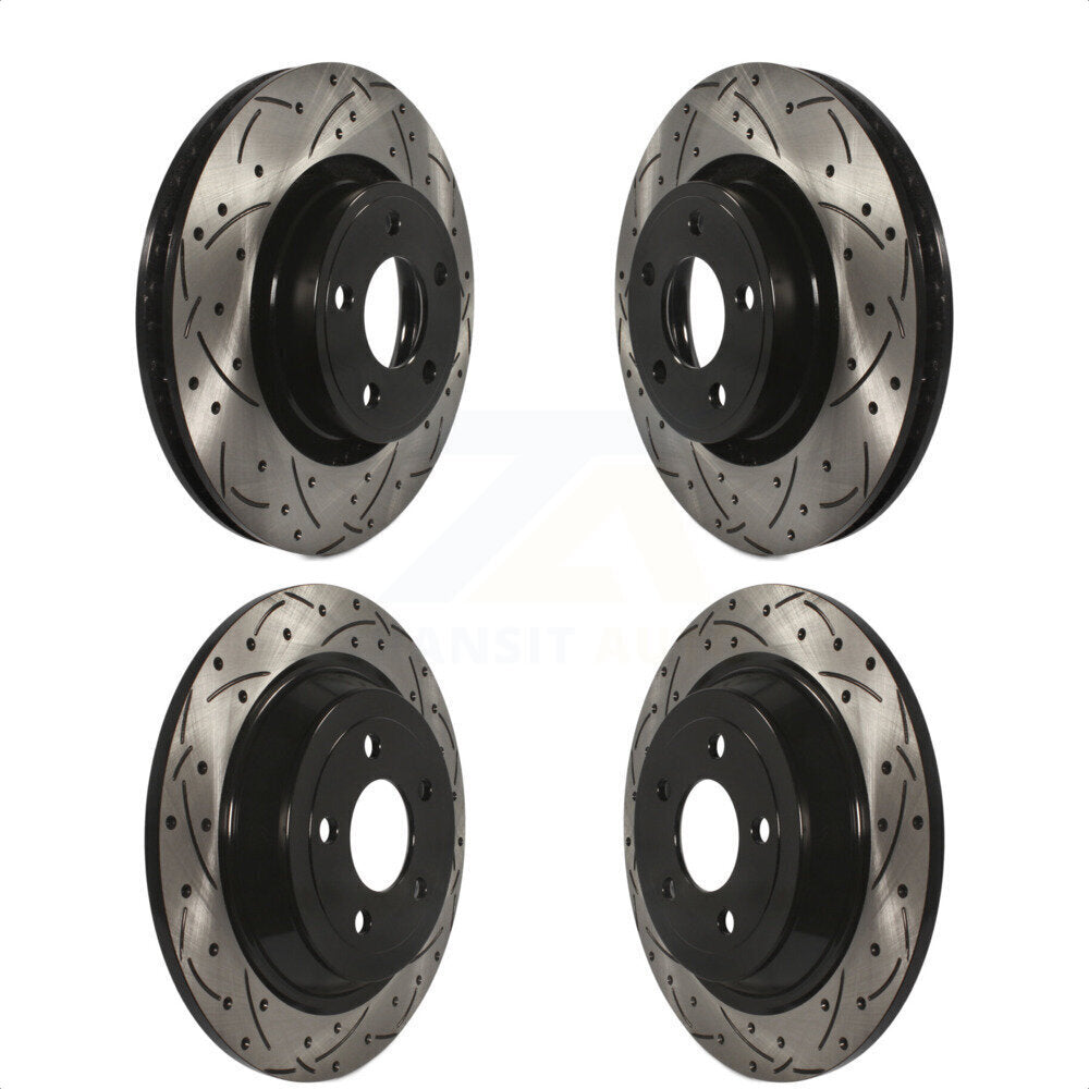 Front Rear Coated Drilled Slotted Disc Brake Rotors Kit For Ford Mustang KD-100237