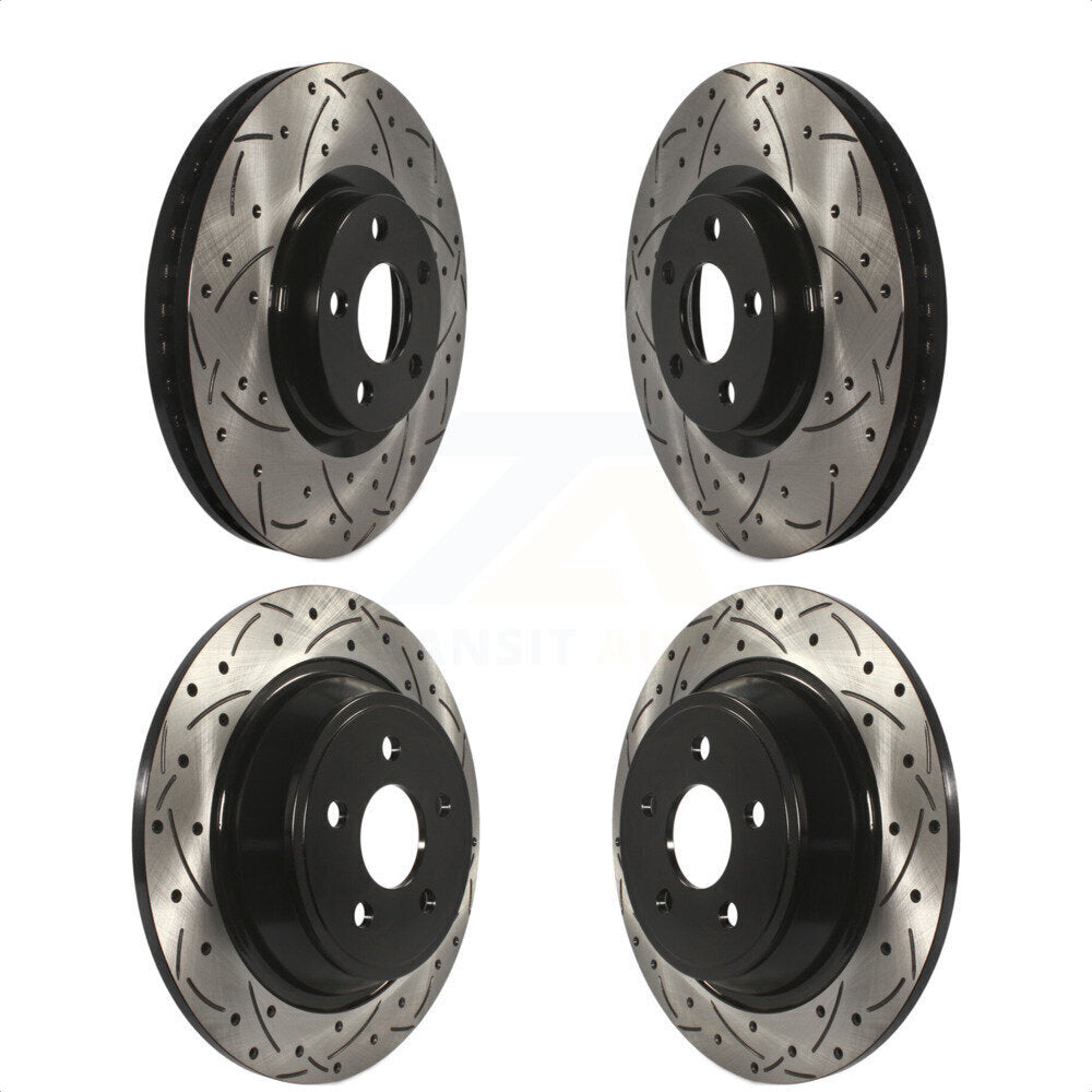 Front Rear Coated Drilled Slotted Disc Brake Rotors Kit For Ford Edge Lincoln Continental Police Responder Hybrid SSV Plug-In KD-100239